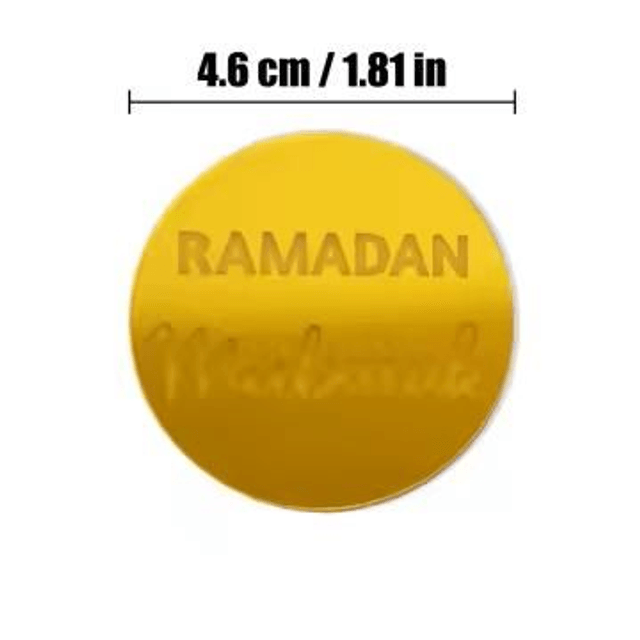 Ramadan Mubarak Cupcake Topper x10 pcs - Round Gold (reusable)
