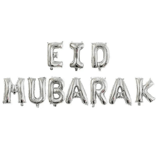 Eid Mubarak Foil Kit Silver 16"