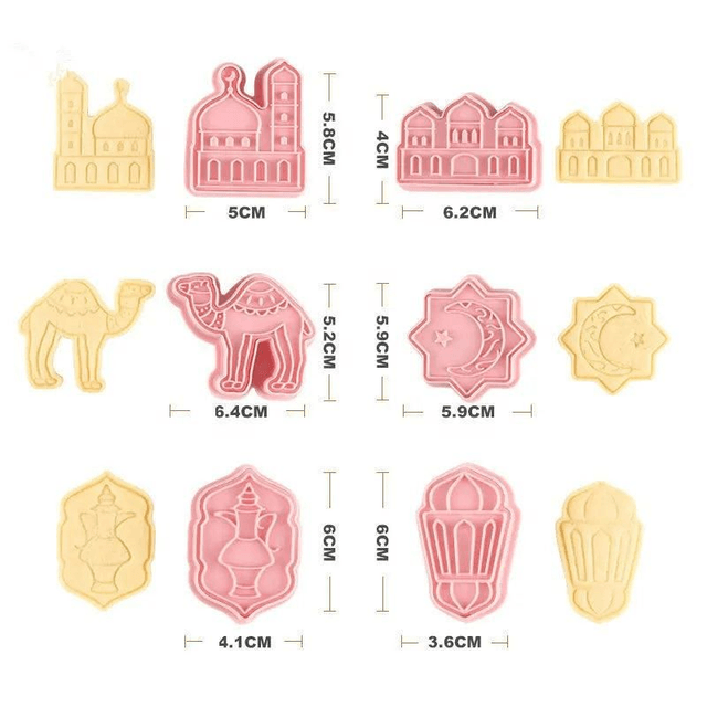 Eid and Ramadan Fondant/Biscuit and Cookie Cutter - 6 pcs individual shapes (style 2)