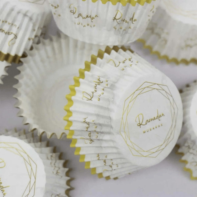 Ramadan Cupcake Case - White Gold (50 pcs)