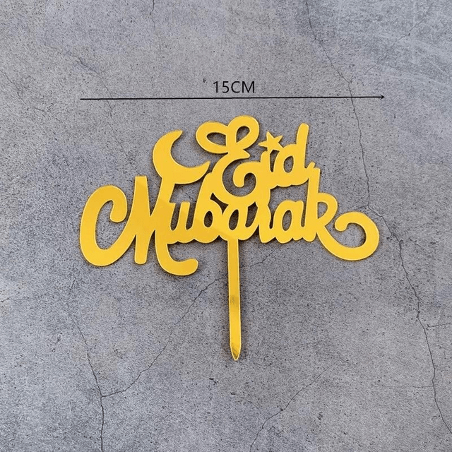 Eid Acrylic Cake Topper Gold - Script Writing