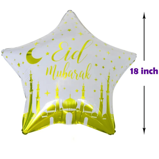 Eid Moon and Star Balloon Kit Gold and White - 18 inch