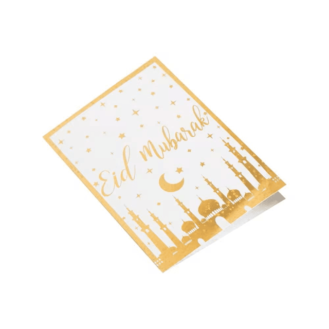 5 pack Eid Mubarak Cards - Mosque Star Gold Foil