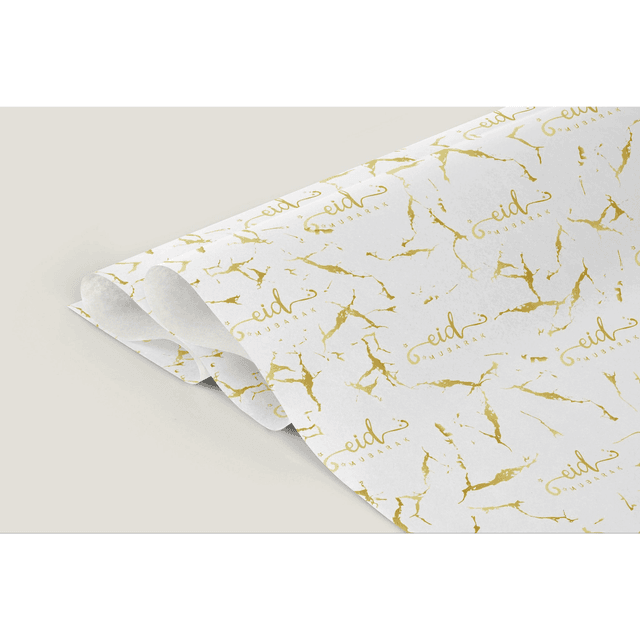 Eid Wrapping paper - White Gold Foil (50x70cm)