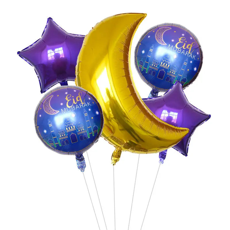 Eid Mubarak Foil Balloon Kit - Moon and Star