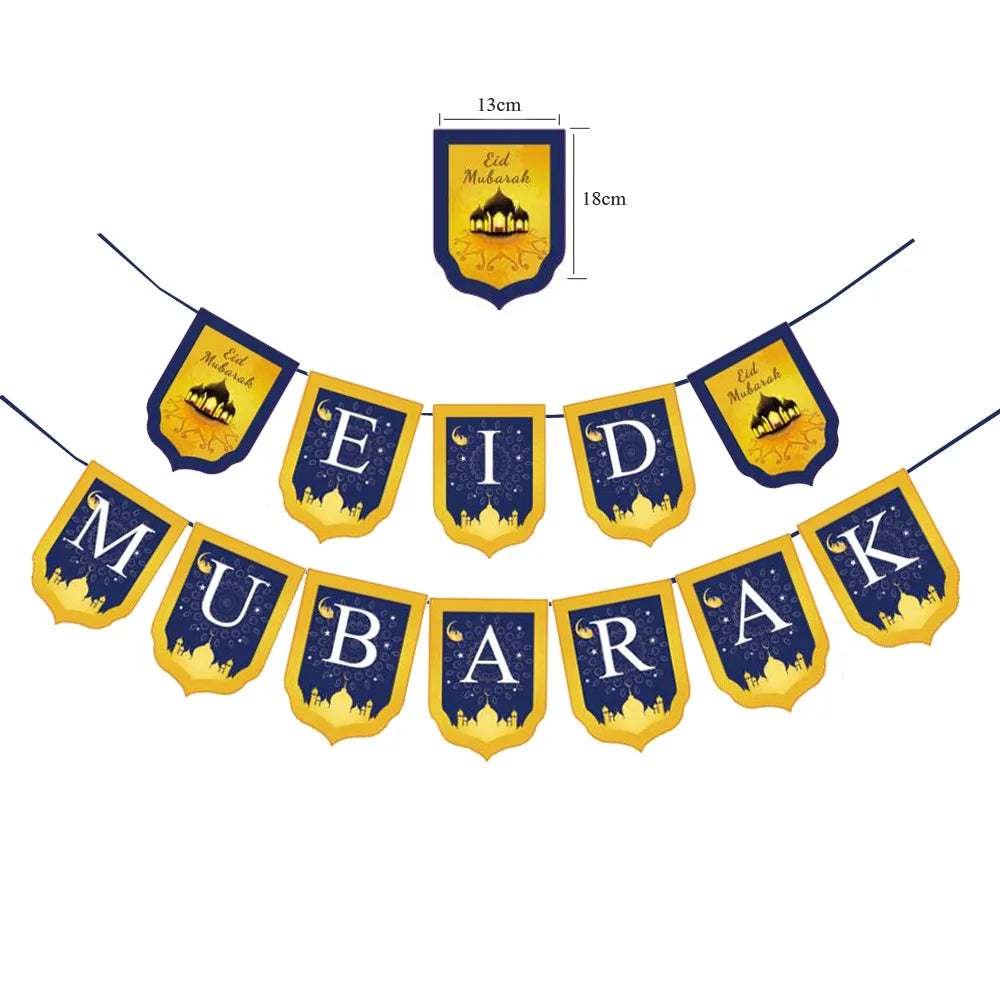 Eid Blue and Gold Bunting | Blue and Gold Bunting | Party Mubarak