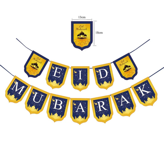 Eid Blue and Gold Bunting | Blue and Gold Bunting | Party Mubarak