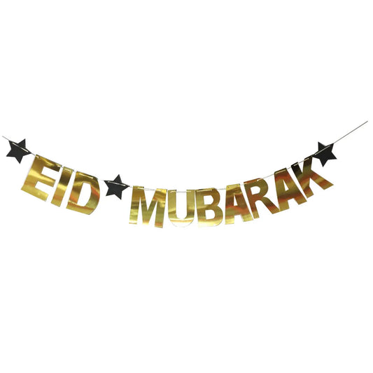 Eid Gold Star Bunting | Eid Bunting Gold with Star | Party Mubarak