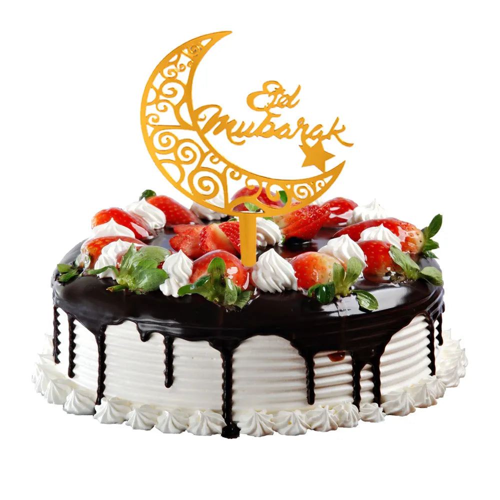 Eid Cake Topper Moon | Moon Acrylic Eid Cake | Party Mubarak