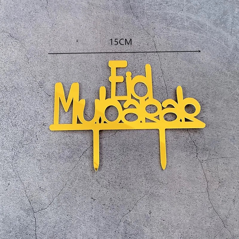 Eid Block Writing Cake Topper | Eid Gold Block Writing | Party Mubarak