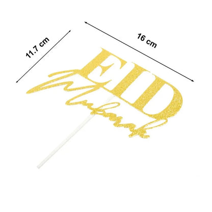 Eid Mubarak Paper Cake Topper - Gold glitter