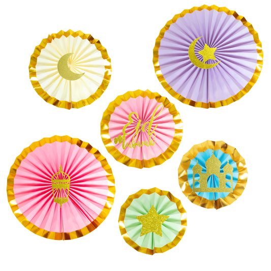 Eid Paper Fans - Colourful - 6 pcs