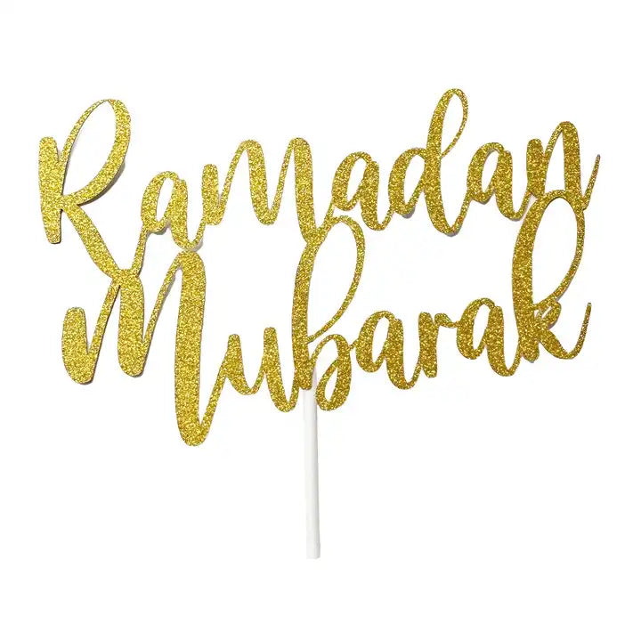 Ramadan Mubarak Cake Topper - Gold Paper