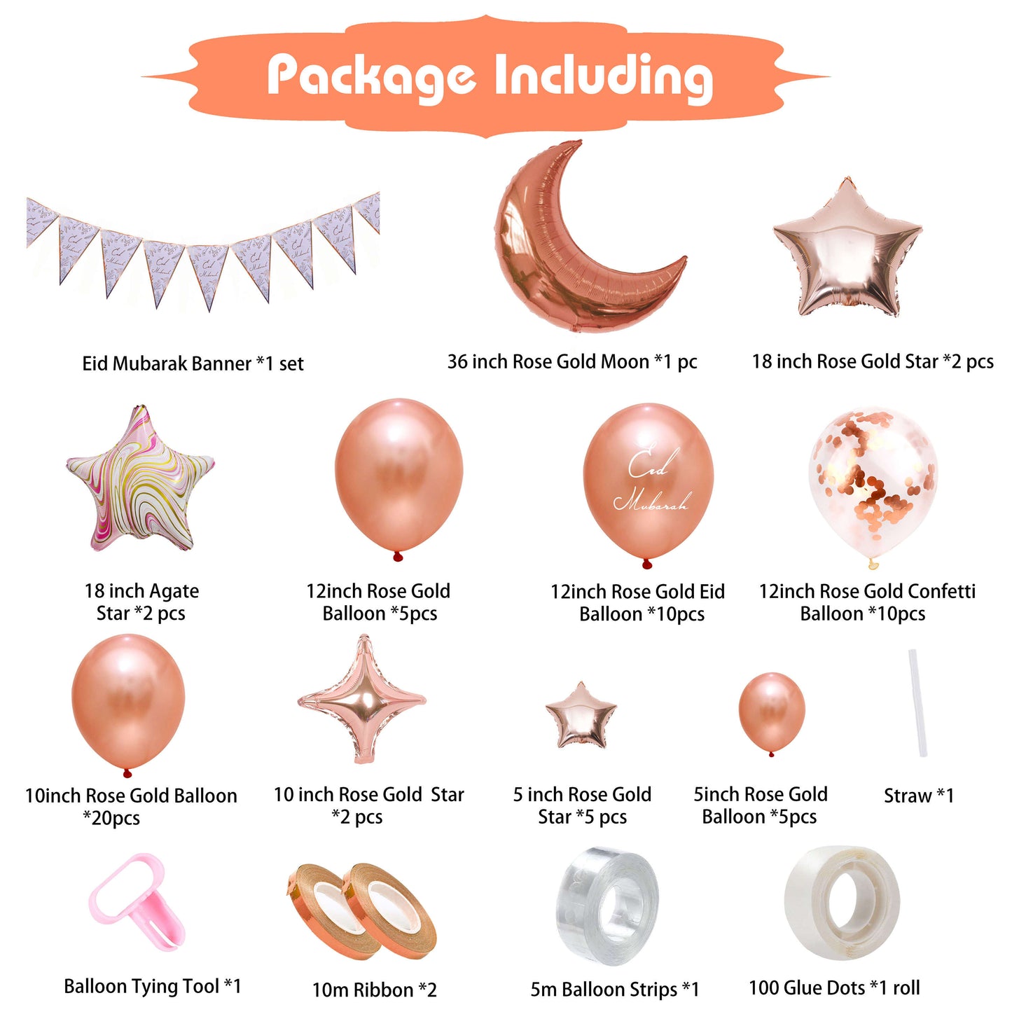 Rose Gold Eid Balloon | Eid Rose Gold Balloon Kit | Party Mubarak